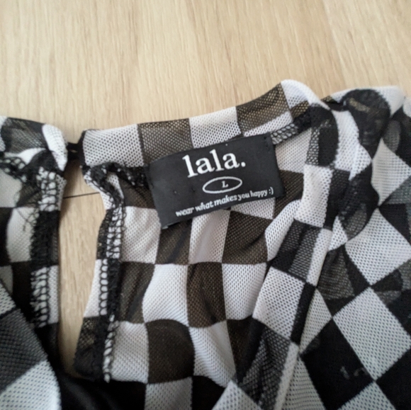 Dressed In Lala The More You Mesh Checked Dress With Slip Size L - Picture 6 of 7